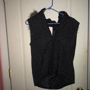 Black Vest with Fur Hood